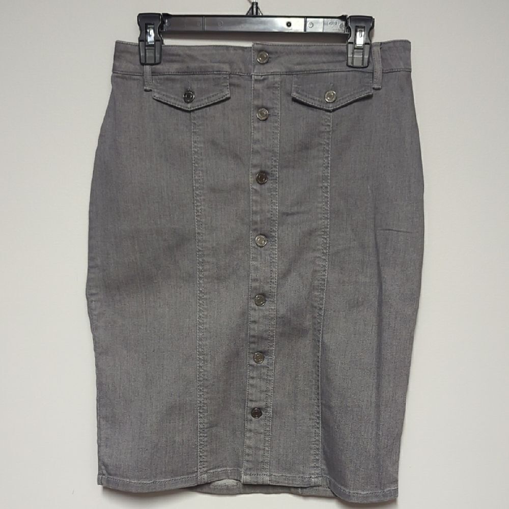 Banana Republic Gray Midi Pencil Skirt for Work